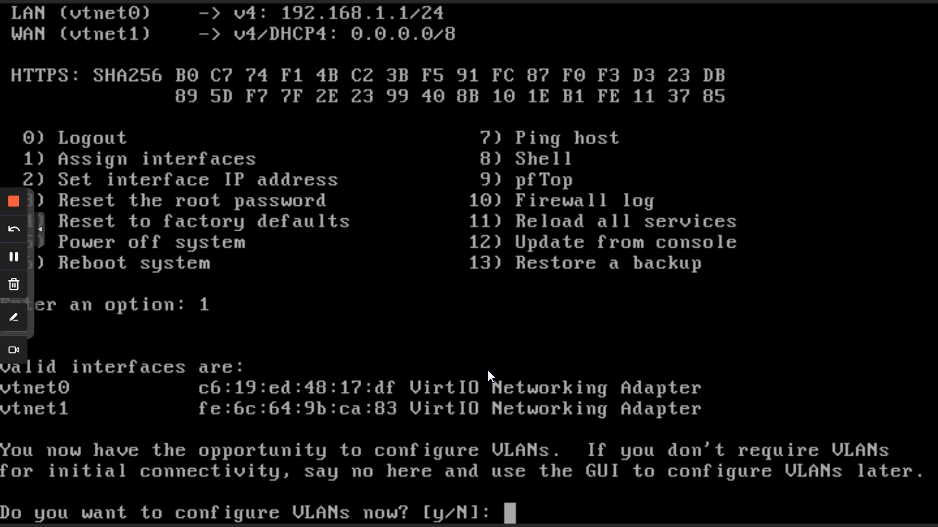 VLAN configuration for network interfaces of OPNsense on CLI VLAN configuration for network interfaces of OPNsense on CLI
