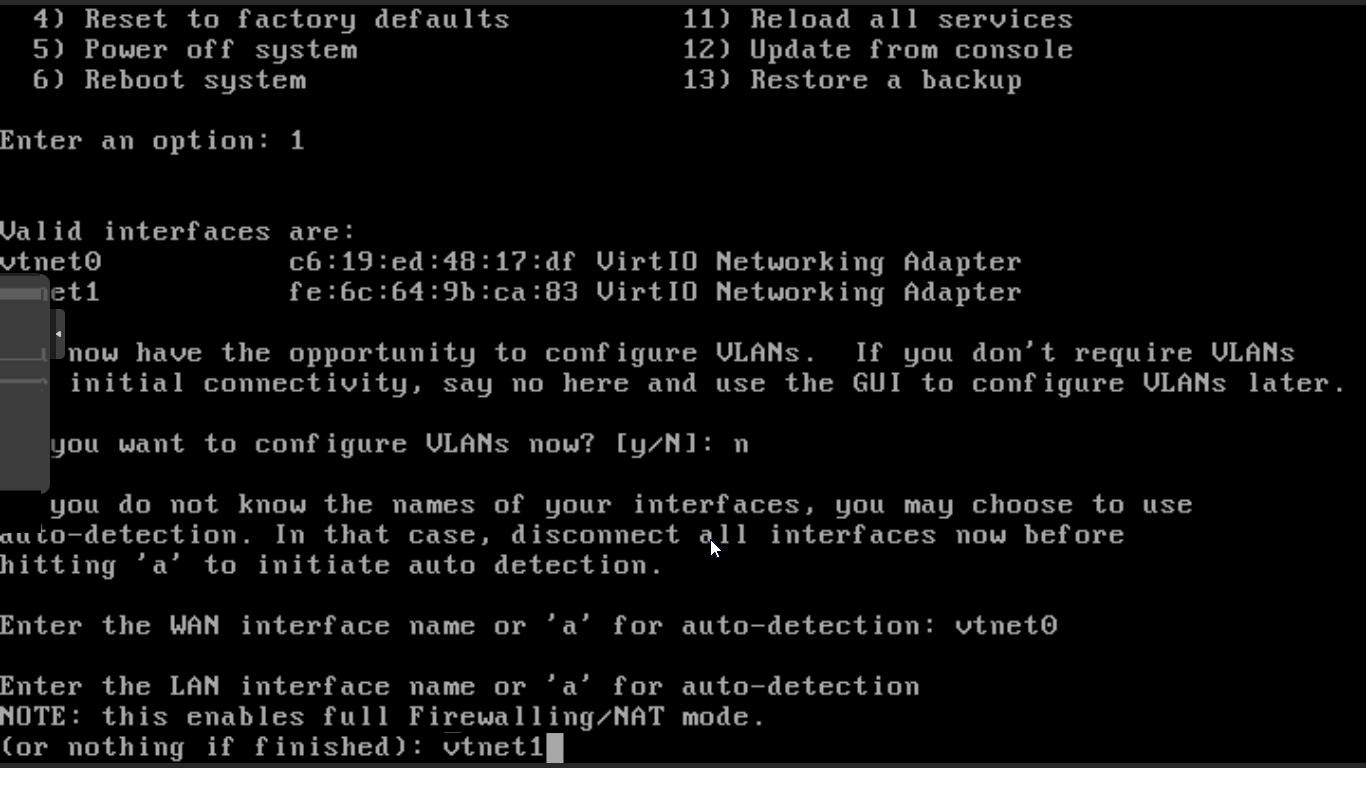 LAN interface assignment on OPNsense CLI LAN interface assignment on OPNsense CLI