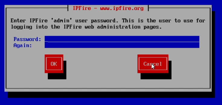 Setting admin password Setting admin password