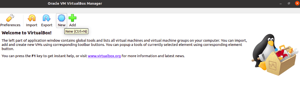 Creating a new virtual machine on Virtual Box