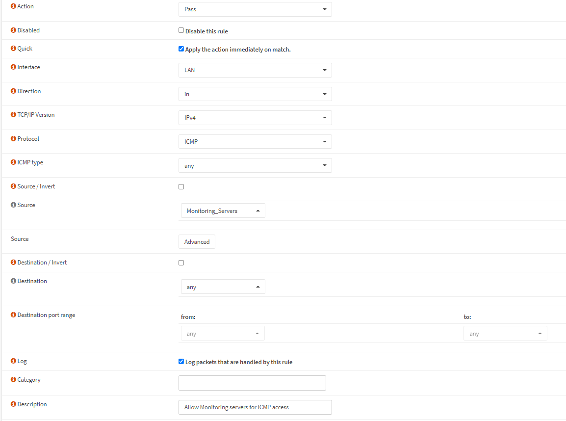 Allowing Monitoring servers for ICMP access Allowing Monitoring servers for ICMP access