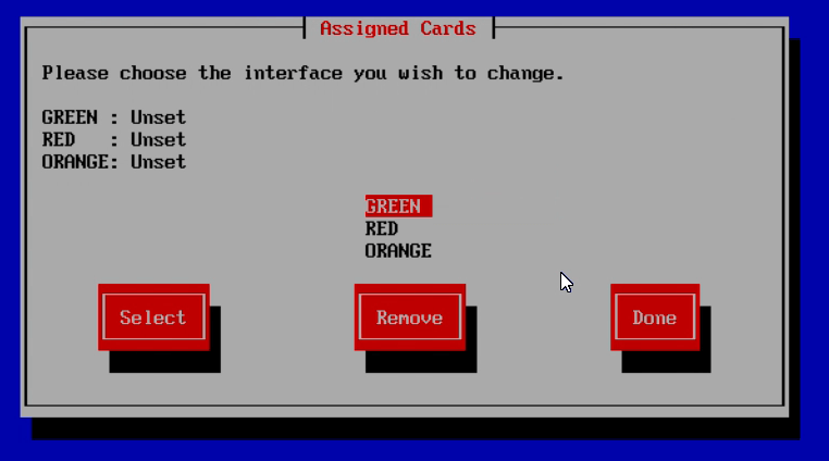 Default assigned cards on IPFire Default assigned cards on IPFire