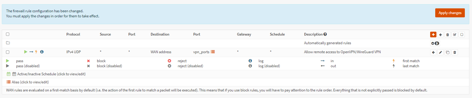 OpenVPN and WireGuard VPN server access rule OpenVPN and WireGuard VPN server access rule