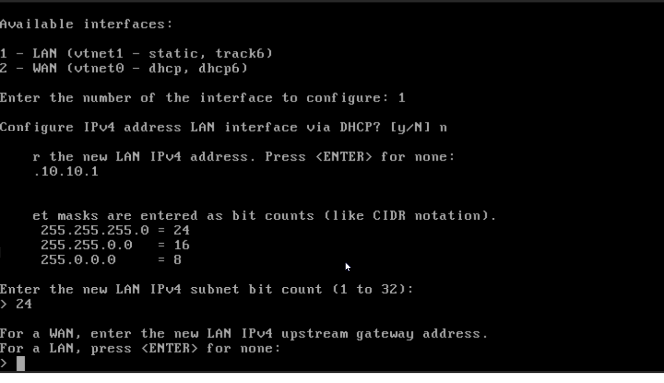 Setting gateway for LAN interface on OPNsense CLI Setting gateway for LAN interface on OPNsense CLI