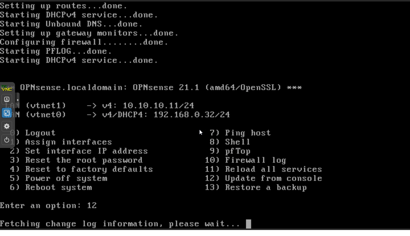 Updating OPNsense firewall from console Updating OPNsense firewall from console