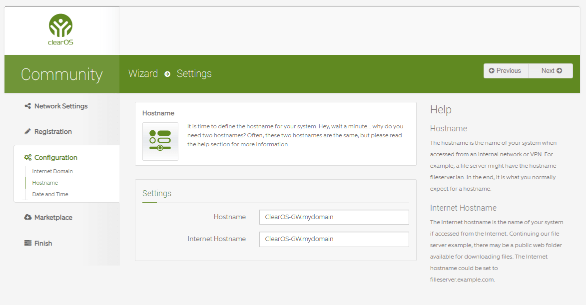Setting Hostname and Internet Hostname for ClearOS Setting Hostname and Internet Hostname for ClearOS