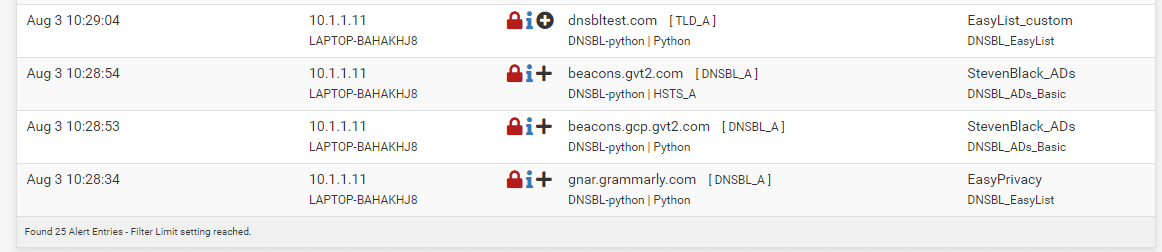 DNSBL alerts in pfBlockerNG DNSBL alerts in pfBlockerNG