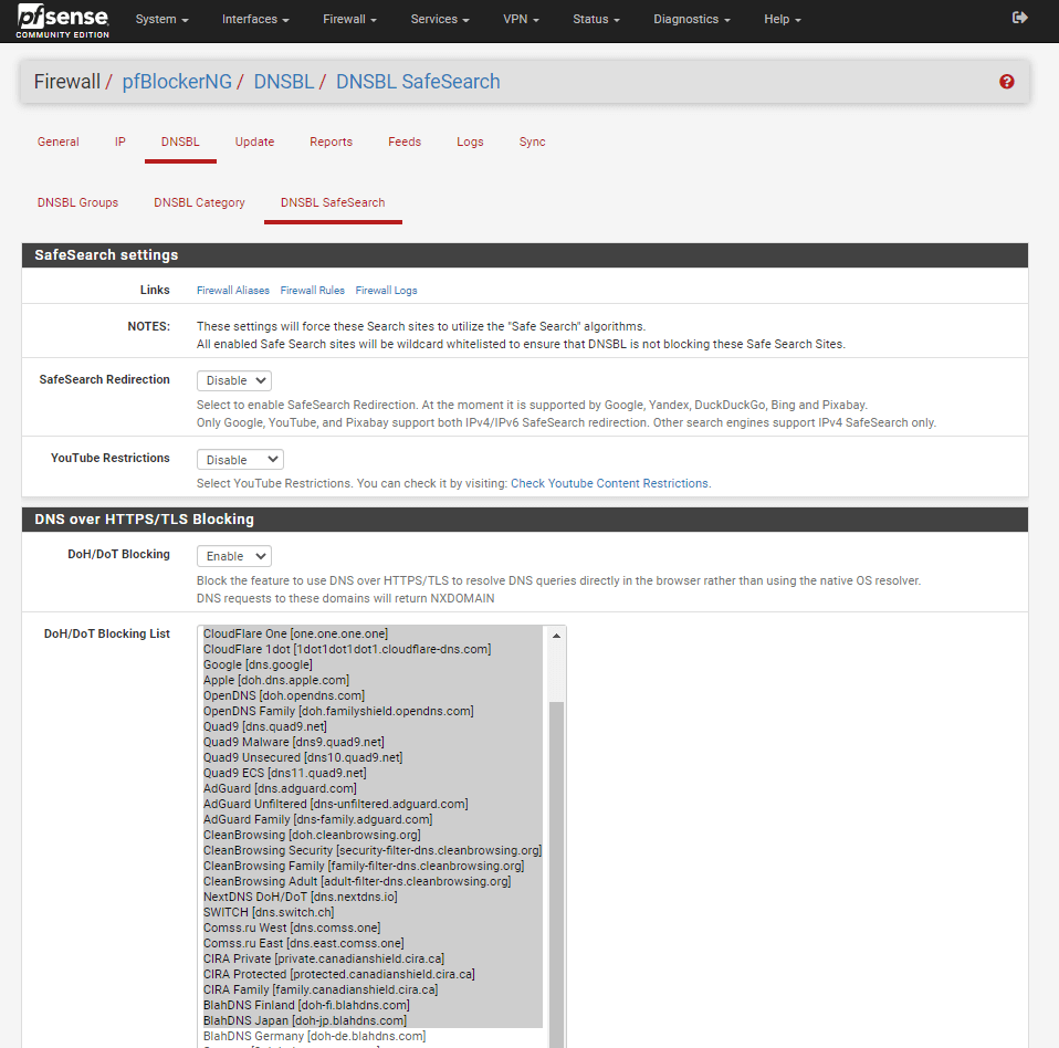 Enabling DoH/DoT on pfBlockerNG Enabling DoH/DoT on pfBlockerNG