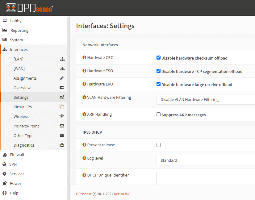 Disabling hardware offloading on OPNsense GUI Disabling hardware offloading on OPNsense GUI