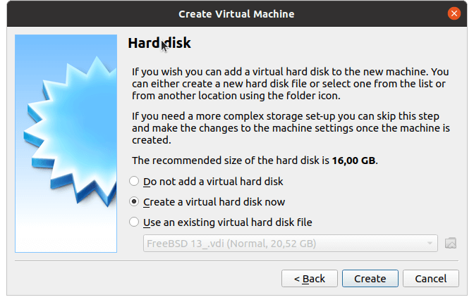 Creating hard disk for pfSense® software VM