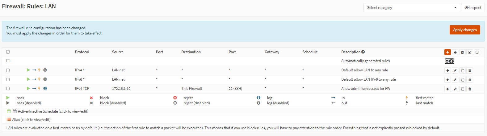 Applying the changes and activate the newly created rule Applying the changes and activate the newly created rule
