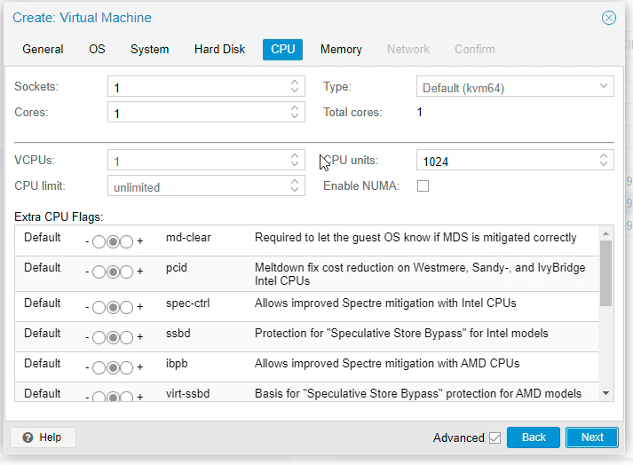 CPU settings for ClearOS firewall on Proxmox VE CPU settings for ClearOS firewall on Proxmox VE
