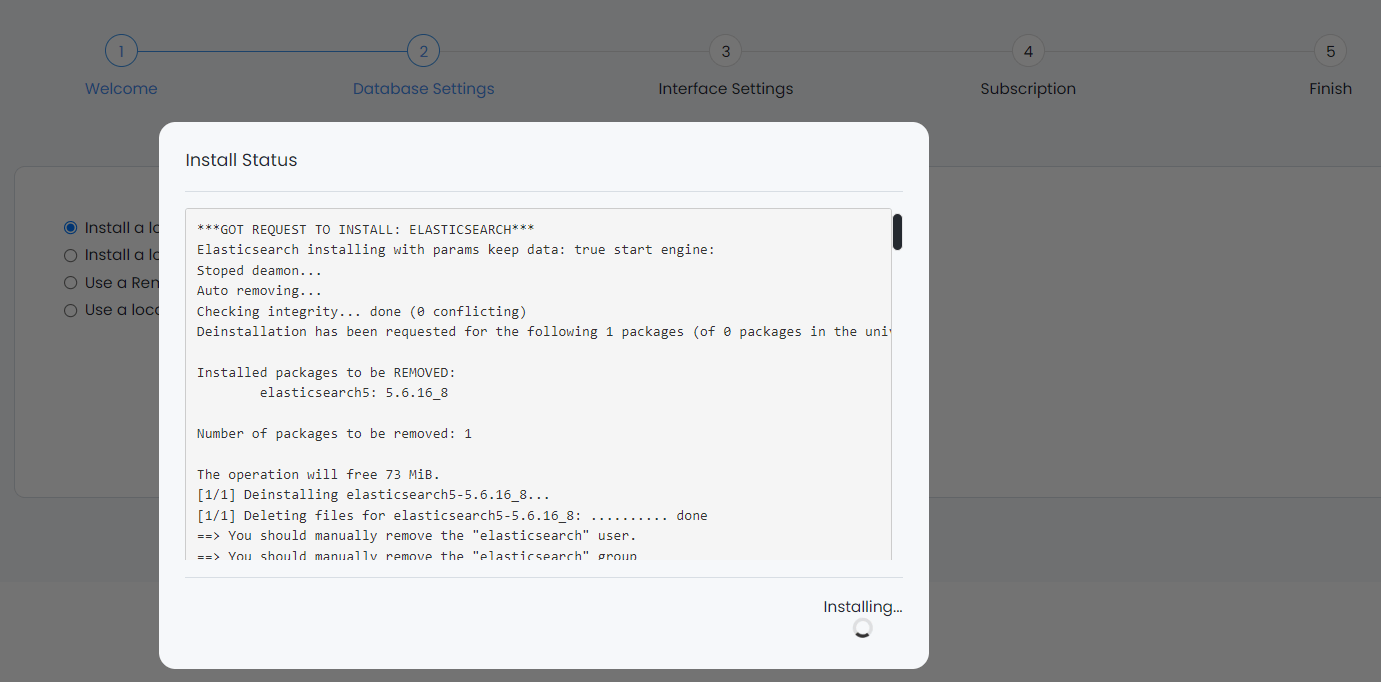 Installing Local Elasticsearch Database