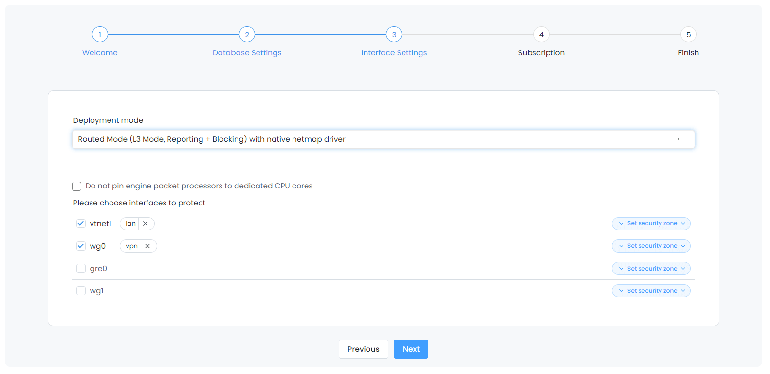 Zenarmor wizard-interface selection-2