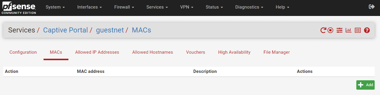 Managing MAC addresses for Captive Portal Page on pfSense Firewall Managing MAC addresses for Captive Portal Page on pfSense Firewall