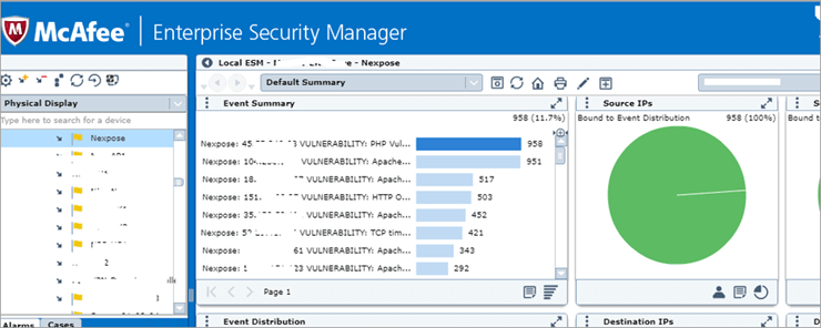 McAfee ESM Dashboard McAfee ESM Dashboard