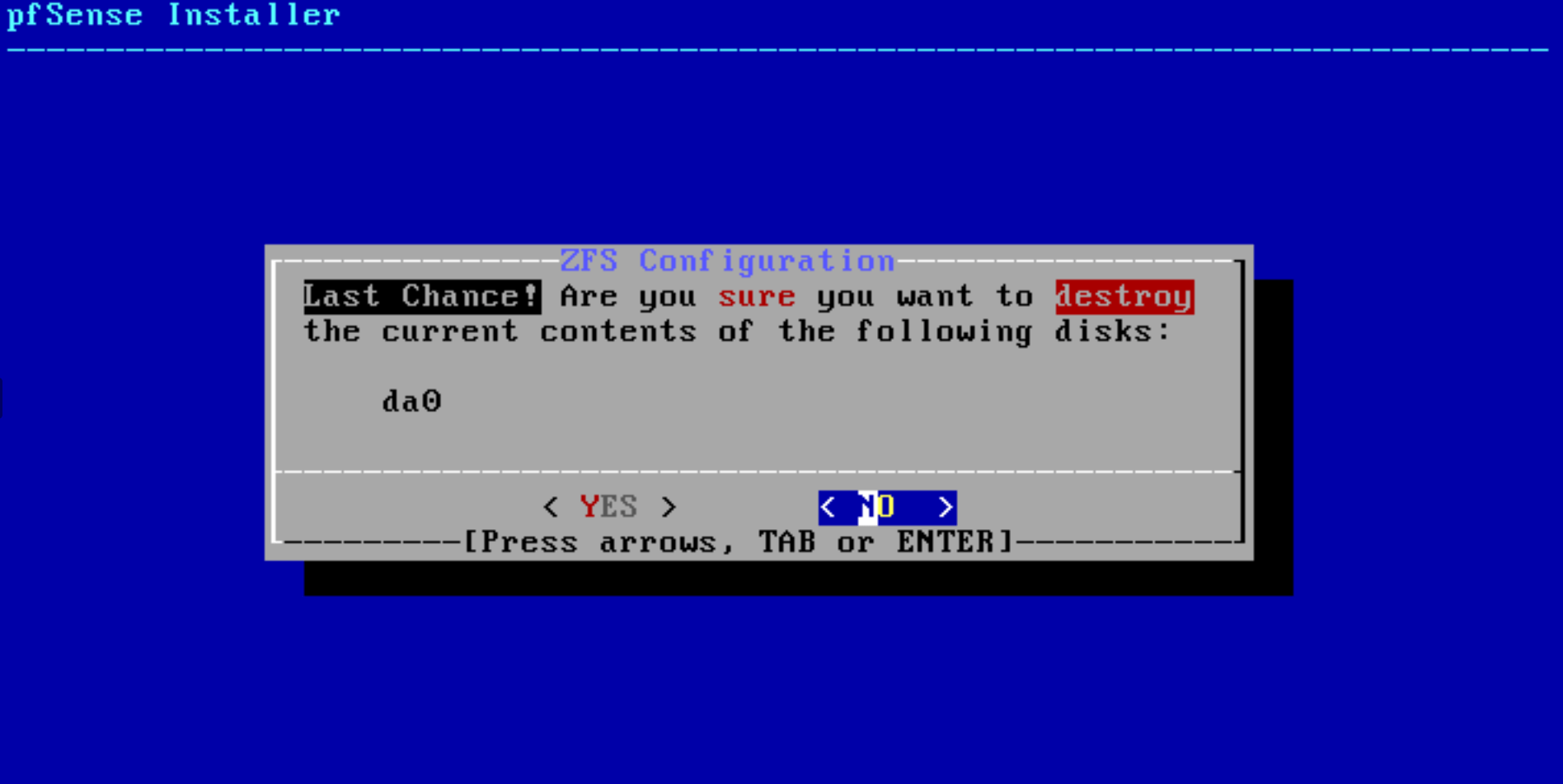 Confirming hard disk destroy for pfsense installation Confirming hard disk destroy for pfsense installation