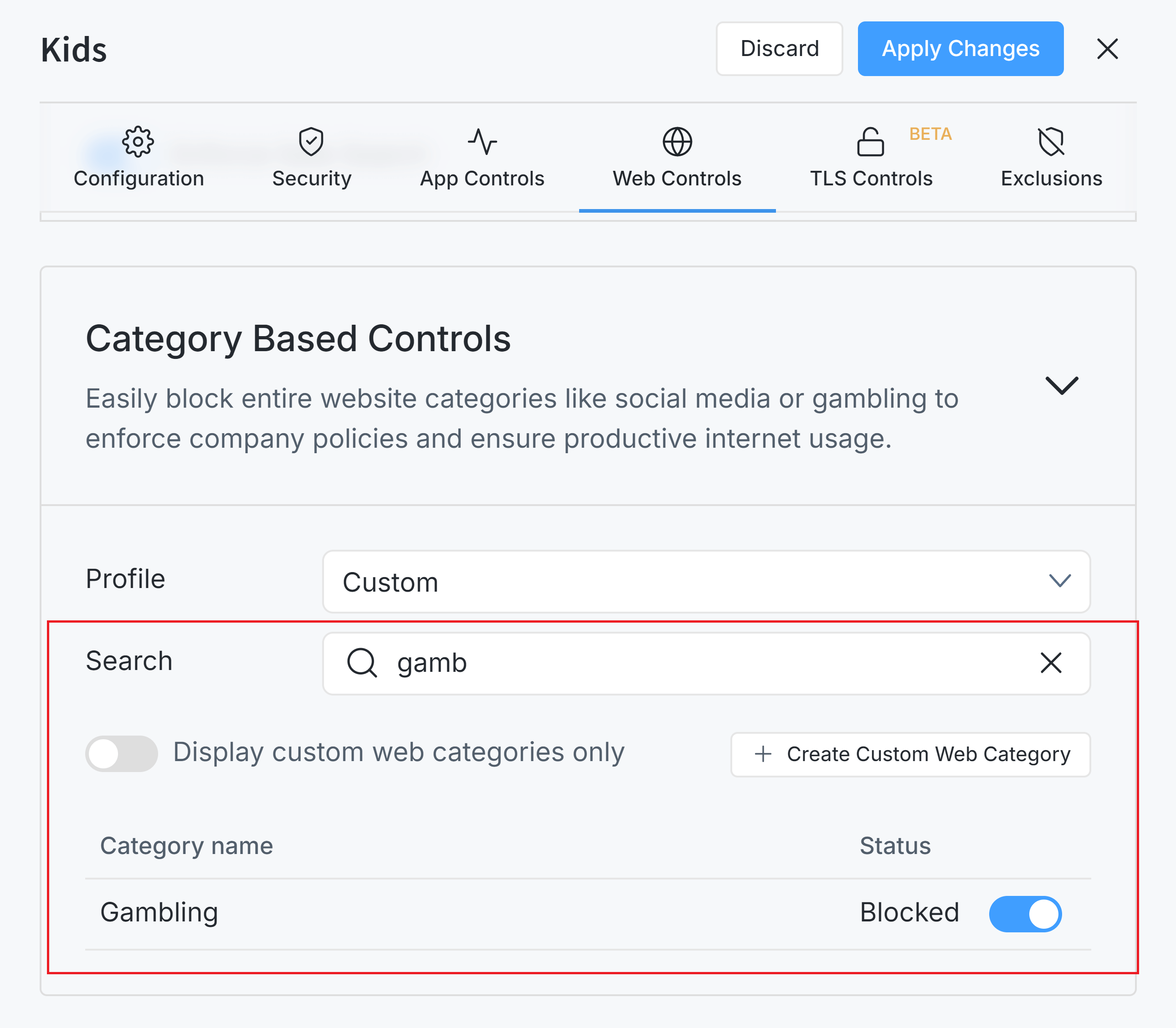 Searching Web Category