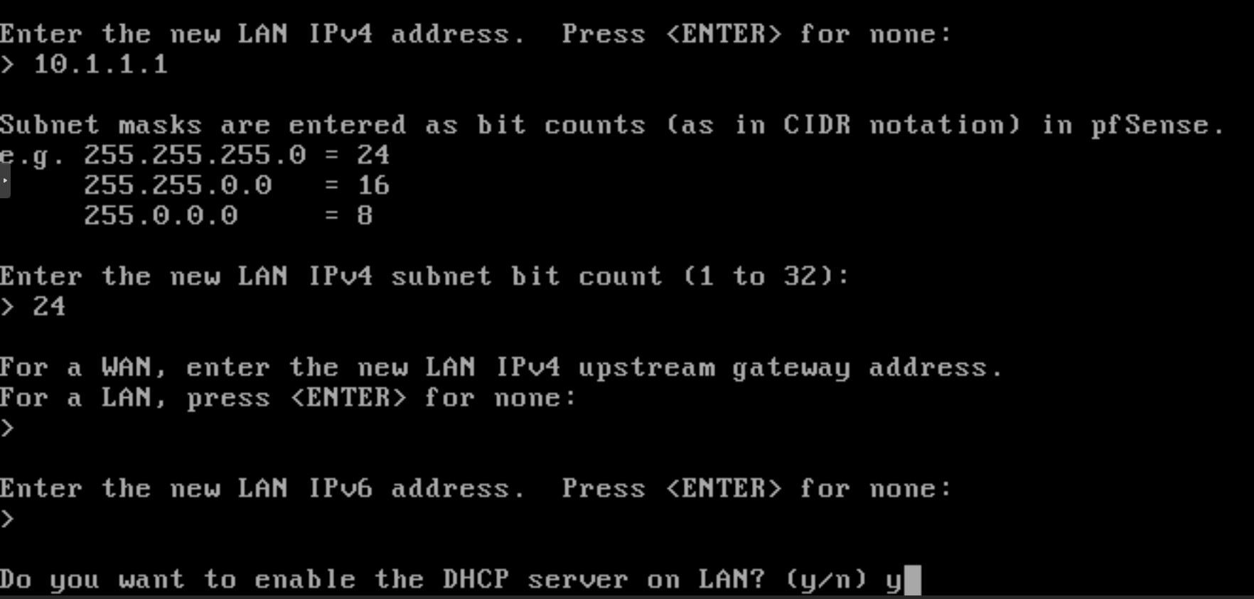 Setting gateway/IPv6 for LAN interface and enable DHCP Setting gateway/IPv6 for LAN interface and enable DHCP