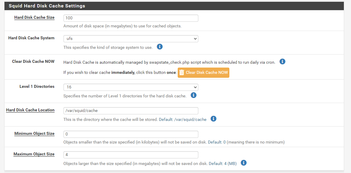 Squid hard disk cache settings Squid hard disk cache settings