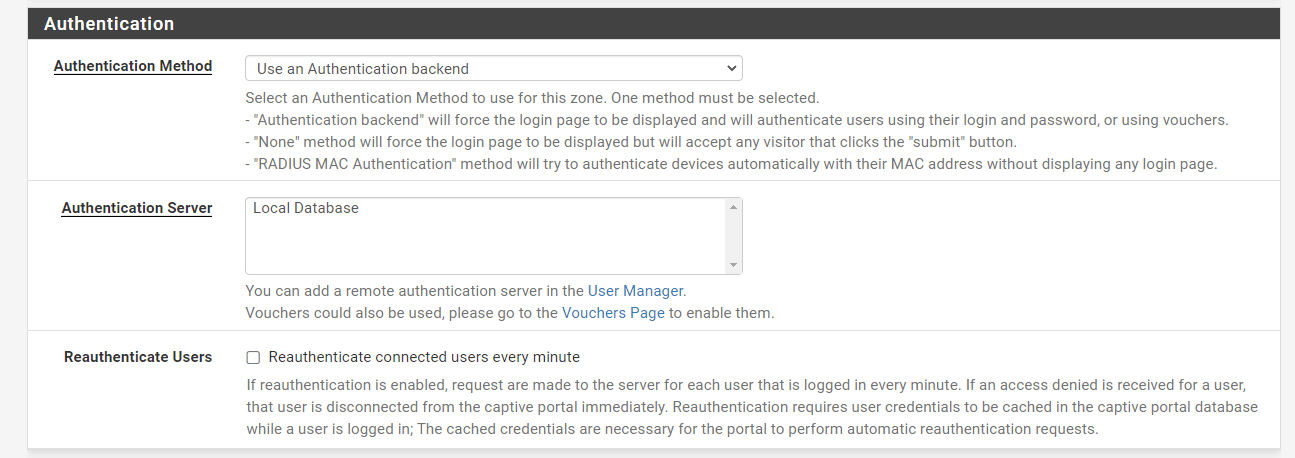 Using Authentication backend for Captive Portal on pfSense Firewall Using Authentication backend for Captive Portal on pfSense Firewall