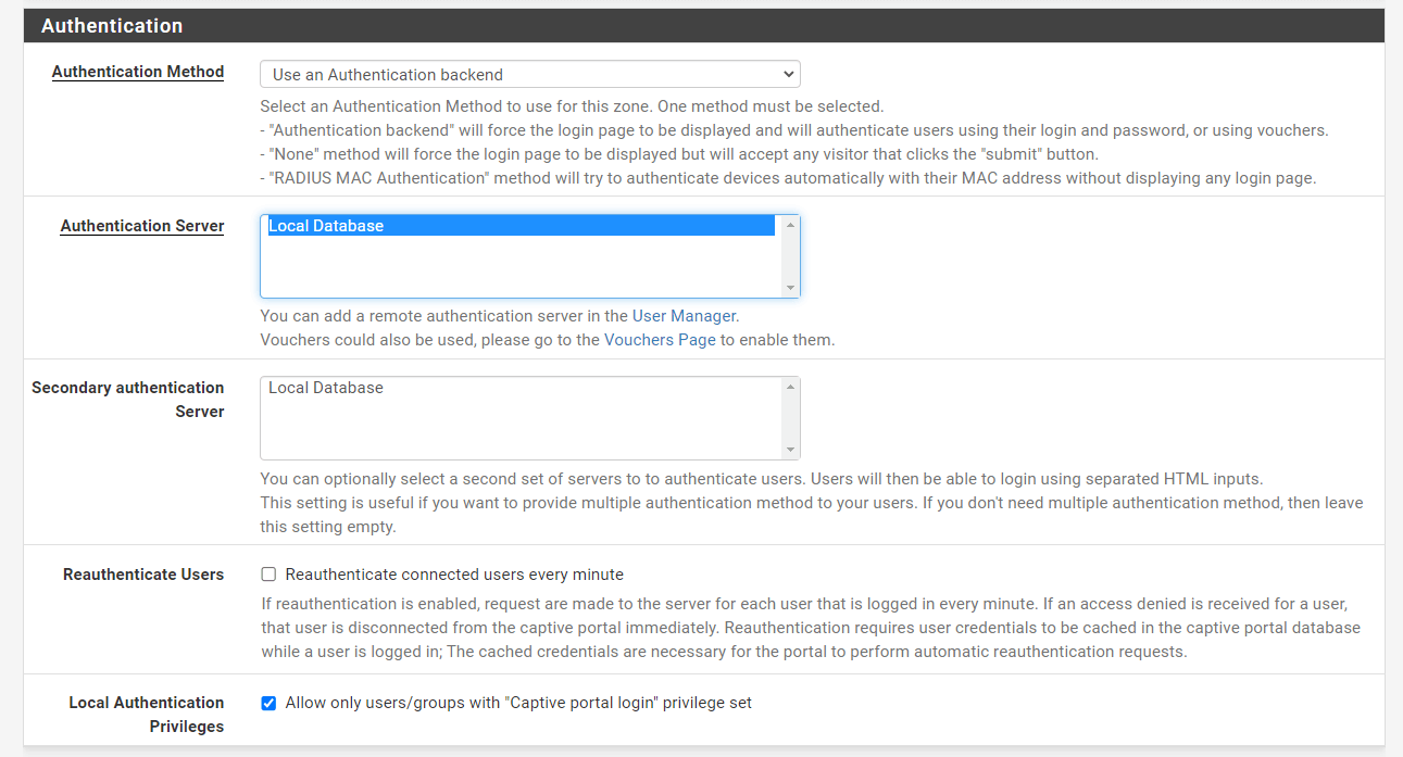Using Local Database Authentication server for Captive Portal on pfSense Firewall Using Local Database Authentication server for Captive Portal on pfSense Firewall
