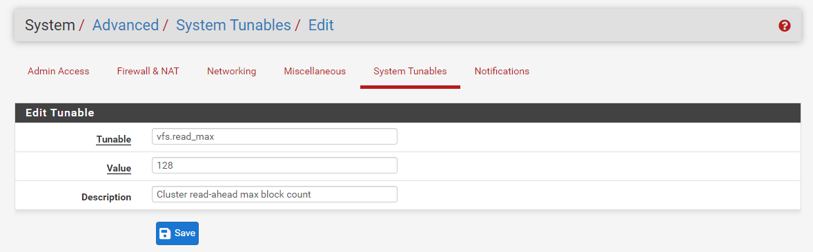 Updating vfs System Tunables Updating vfs System Tunables