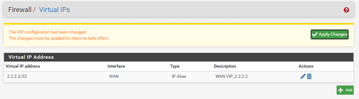 Virtual IP address settings on pfSense Virtual IP address settings on pfSense