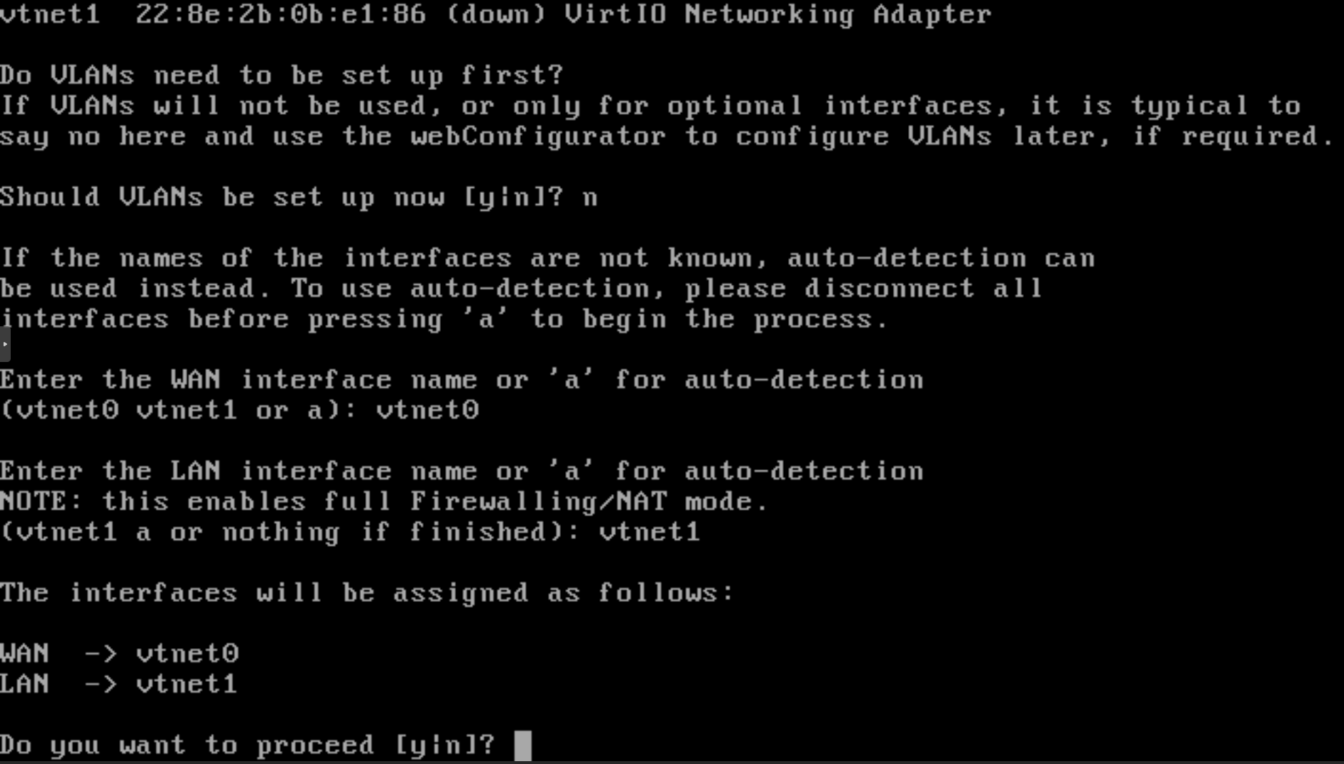 WAN & LAN interface assignment on pfSense CLI WAN & LAN interface assignment on pfSense CLI