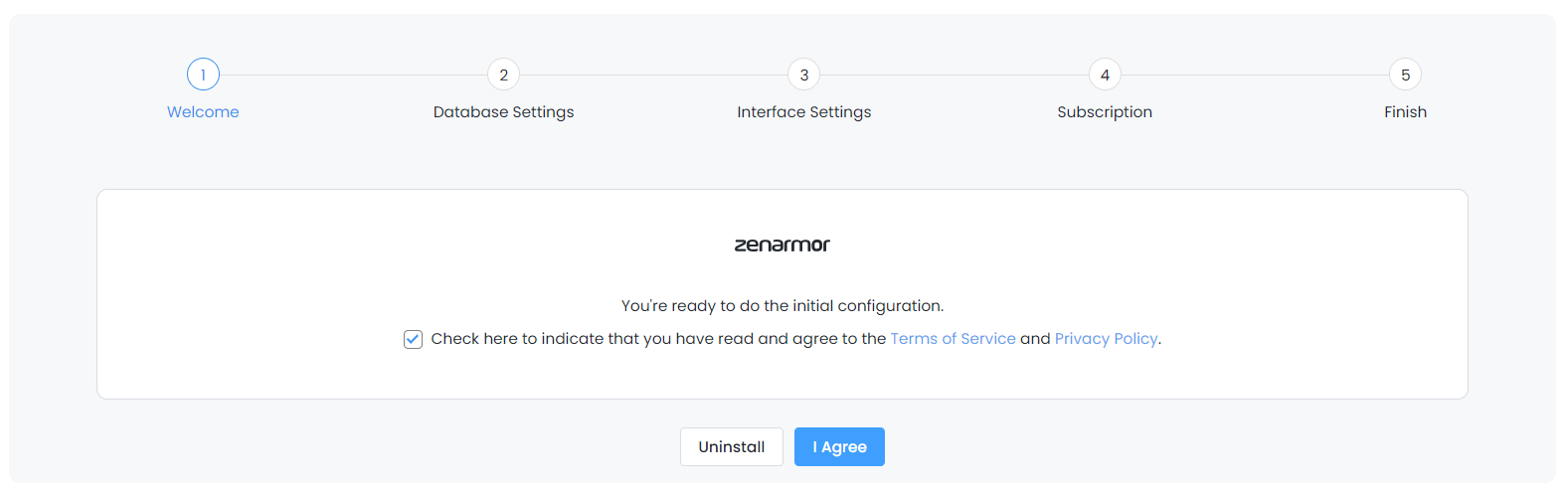 Accepting Zenarmor Terms of Service
